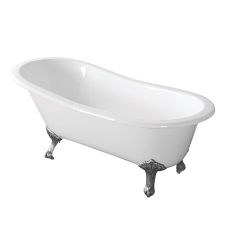 AQUA EDEN Clawfoot Bathtubs, 66.94 L, 30.69 W, White/Polished Chrome, Cast Iron VCTND673122ZB1